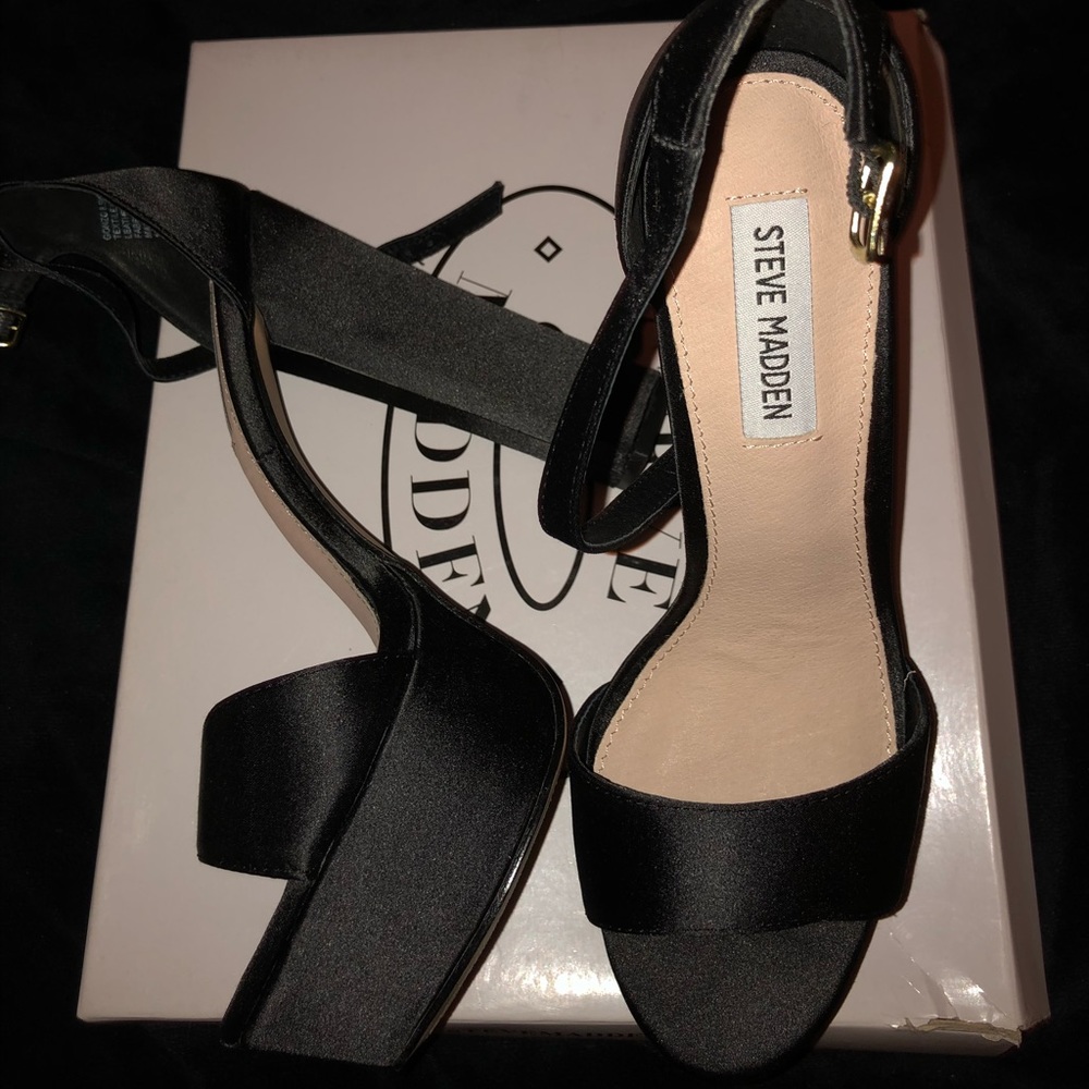 Steve Madden Black Satin Heels